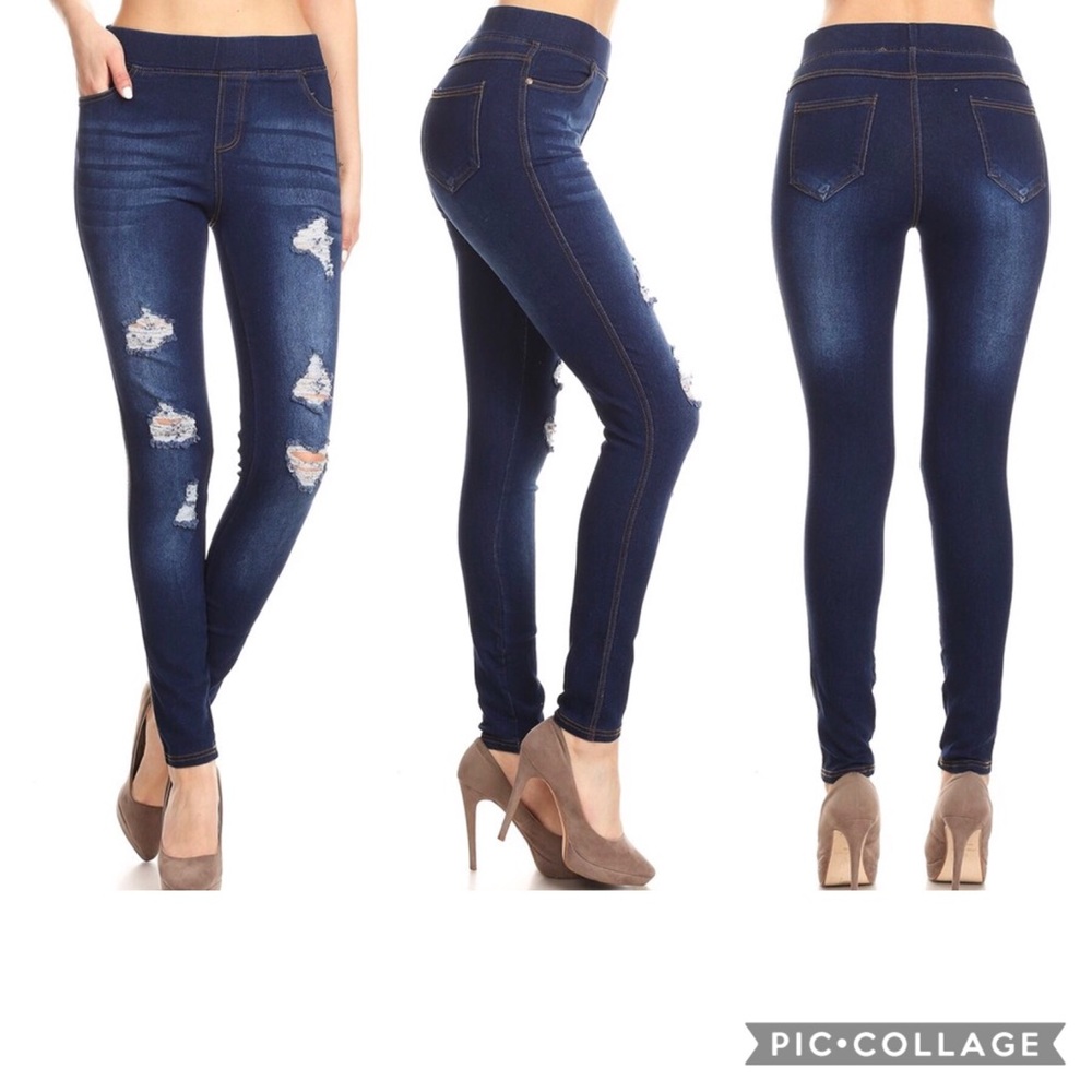 Distressed jeggings